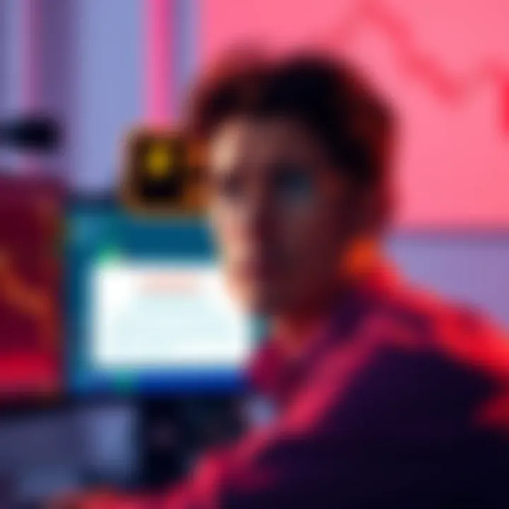 A graphic showing a worried person looking at a computer screen with a warning message about foxaisniper.com and losing funds in meme coin trading.