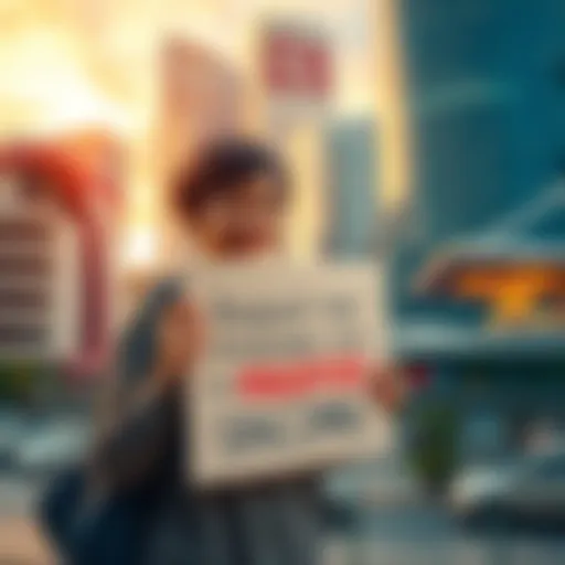 A person in Singapore asking for help to transfer memecoins, offering cash in return. The scene shows a city backdrop with the person holding a sign or message for assistance.