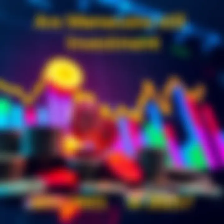 A colorful chart showing fluctuations in memecoin values with coins and dollar signs