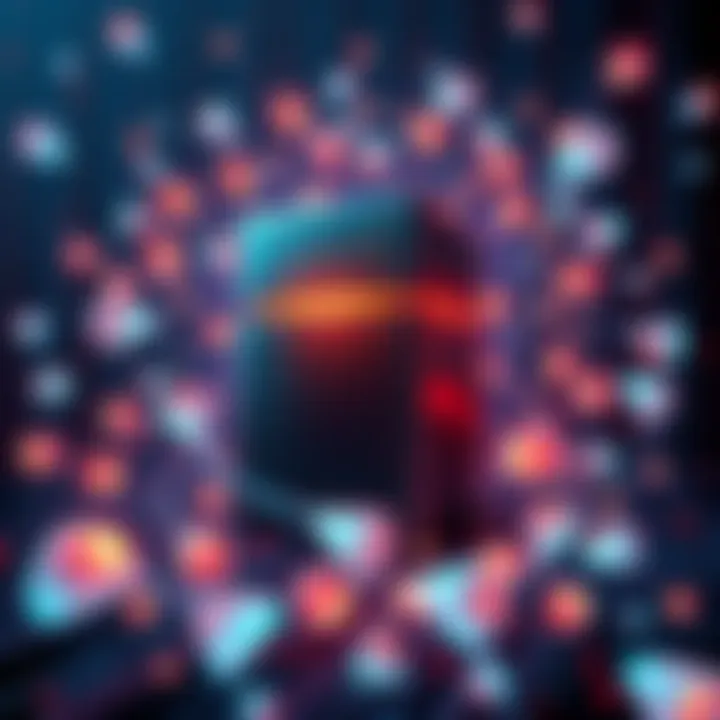 Illustration depicting a computer server surrounded by data blobs representing memory usage for node operators