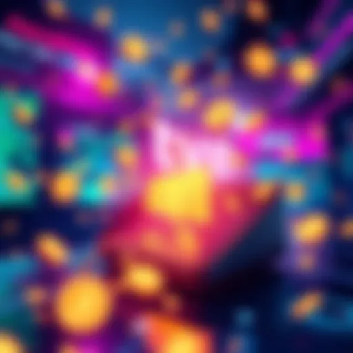 Illustration of messages being sent as tokens to Solana wallets, showing a digital wallet and tokens flowing in a vibrant digital space.