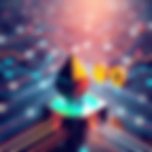 Illustration of Mevolaxy platform showcasing AI-driven automation reallocating capital across blockchains with symbols for Ethereum and Binance Smart Chain.