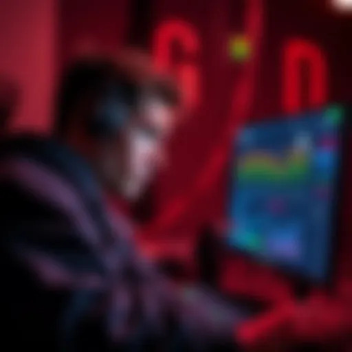 A miner looks frustrated while monitoring two computer screens, one showing Gupax mining stats and the other Xmrig, with visible heat and efficiency indicators.