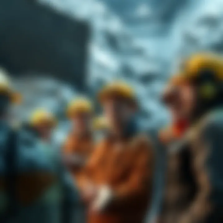 A group of miners expressing concerns about Qubic's mining claims, focusing on potential earnings and losses, with animated discussions in a mining environment