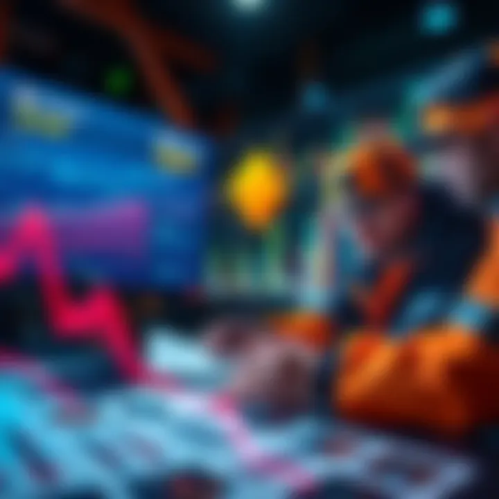 Monero miners analyzing the benefits of mining ϙubic with charts and graphs in the background
