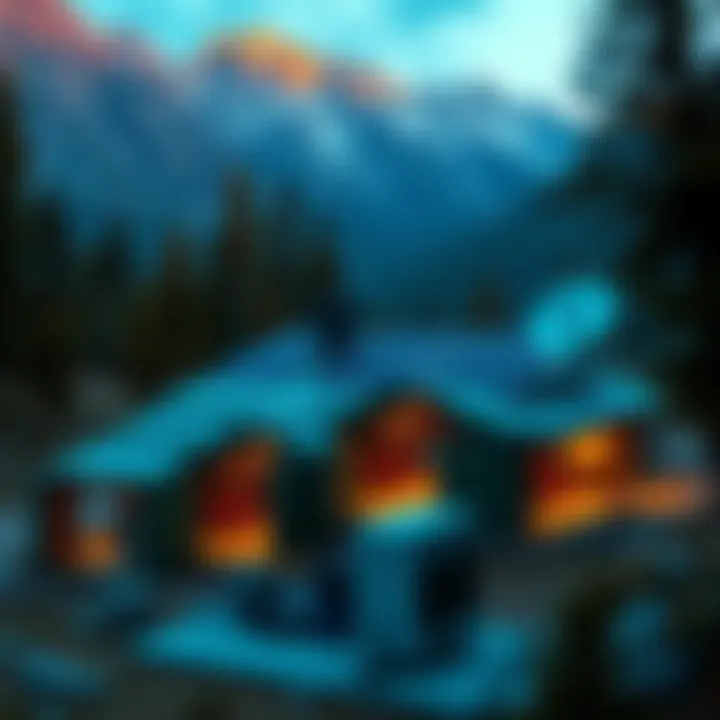 A remote mountain bunker with mining rigs and solar panels, surrounded by trees and mountains. Starlink satellite dish visible on the roof.