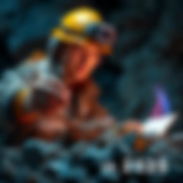 A miner examining rocks and minerals, showcasing new technologies in mining.
