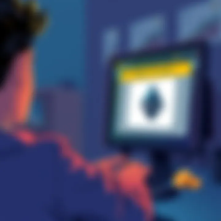 Illustration showing a frustrated person looking at a computer screen with a wallet application open, indicating a missing Monero transfer, with a visual of Monero coins nearby.