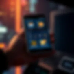 A smartphone displaying a mobile wallet app interface with digital currency icons