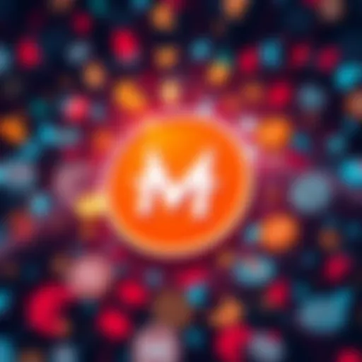 Monero logo surrounded by various currency symbols indicating global finance