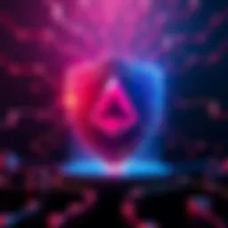Illustration of a digital shield representing security for Monero blockchain with blocks linked together, symbolizing protection against reorg attacks.