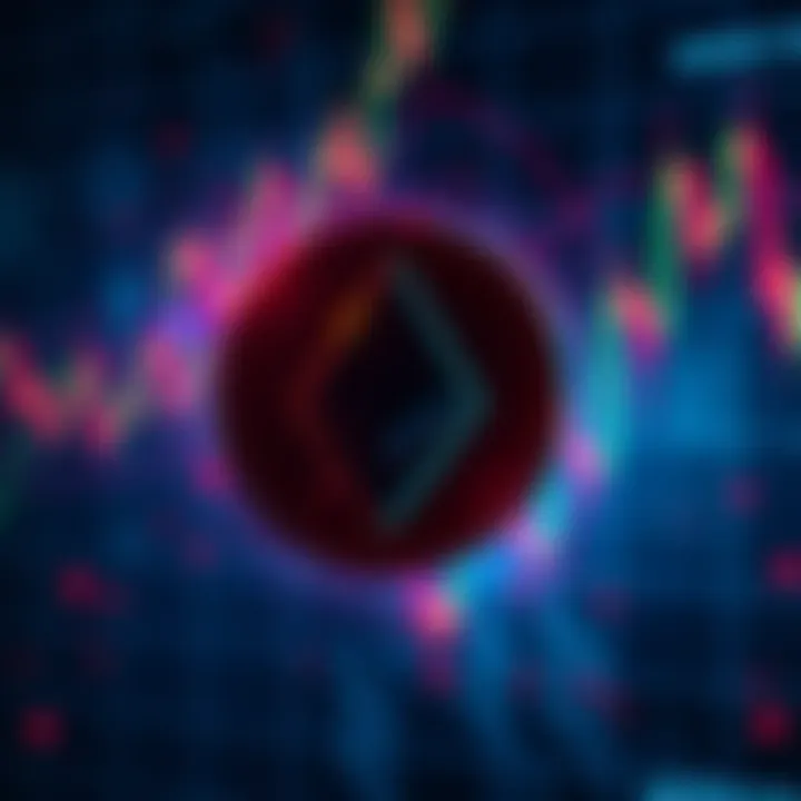 Logo of Monero symbolizing the cryptocurrency with a digital background showing market trends