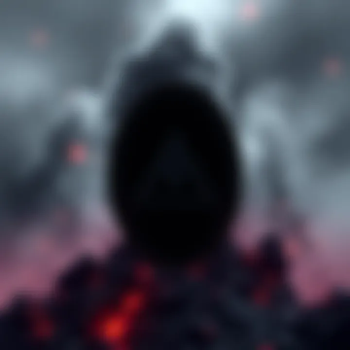 A digital representation of Monero's logo with a shadow of danger looming over it, symbolizing the risk of a 51% attack.