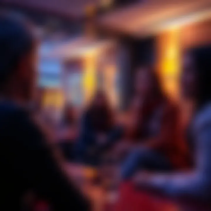 People sharing their monthly achievements and challenges in a casual setting.