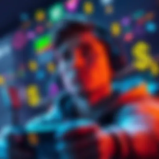 A player contemplating the value of a monthly gaming pass, surrounded by gaming icons and dollar signs.