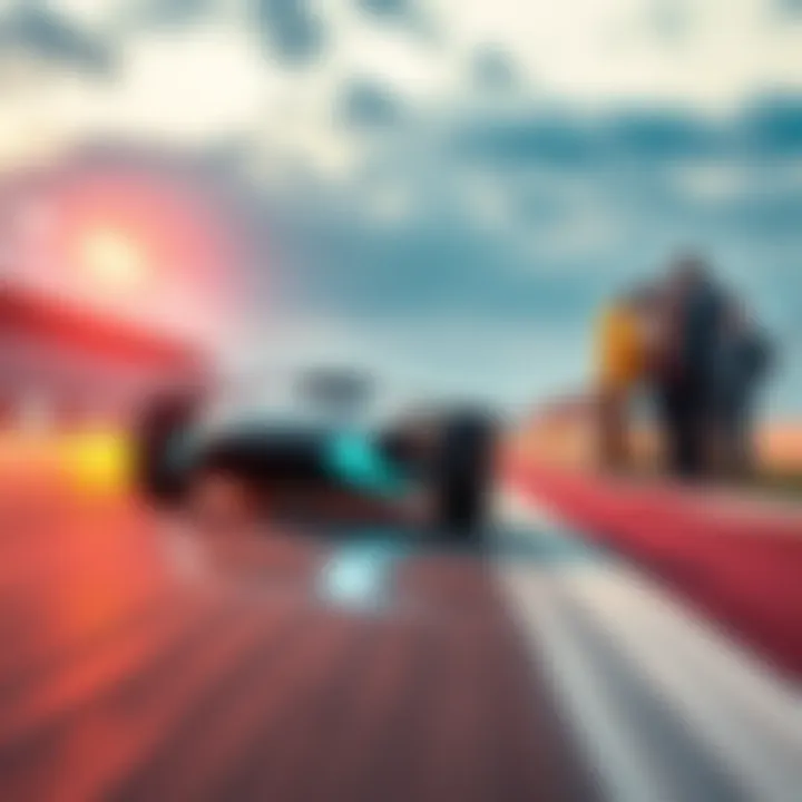 A Nano 3s device on a racetrack showing speed and performance with people discussing nearby.