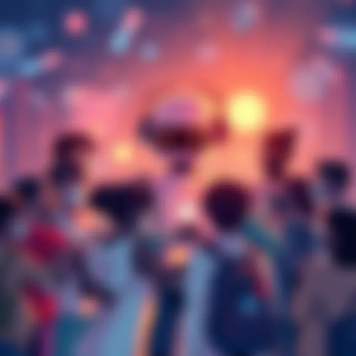 An illustration showing a group of diverse people supporting a digital chatbot, symbolizing community backing to keep the chatbot operational.