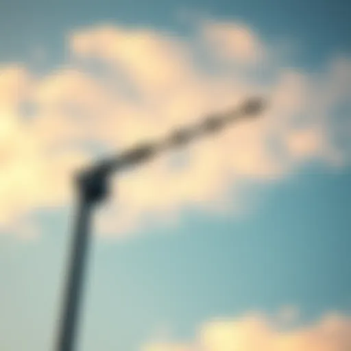 A Nebra outdoor antenna installed on a tall pole with clear skies in the background, showcasing its design and potential connectivity challenges.