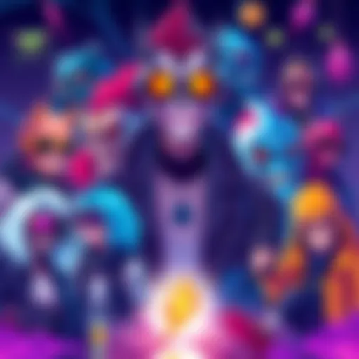 A vibrant illustration showcasing various neo punk characters including normal punks, mutants, and virus-infected designs, highlighting a futuristic and edgy theme.