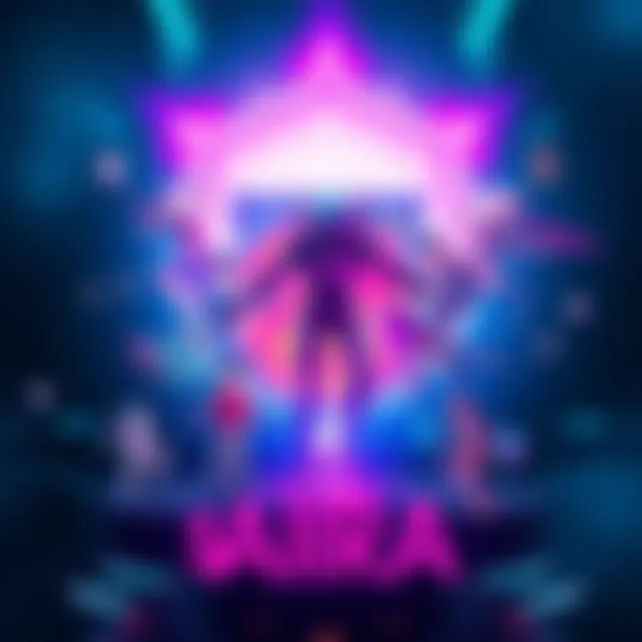 A digital representation of the $ARIA token, showcasing elements of AI and gaming, featuring dynamic characters and vibrant storytelling visuals.