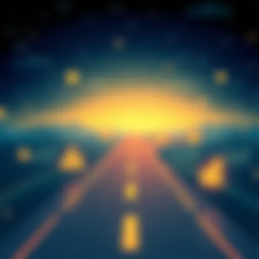 Illustration showing a roadmap with financial symbols and charts, symbolizing the new strategy for Algorand's future