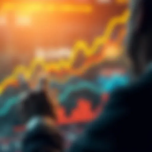 A person looking at a chart with upward trends, symbolizing a shift from traditional finance to innovative systems.
