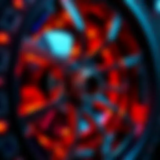 A close-up view of a new diamond wheel design showing its sharp edges and vibrant colors, contrasted with an older, smoother design.