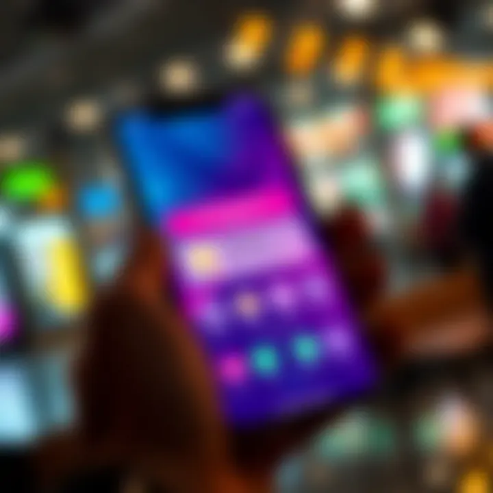 A smartphone displaying the app screen with a buy RevPoints option and rewards icons