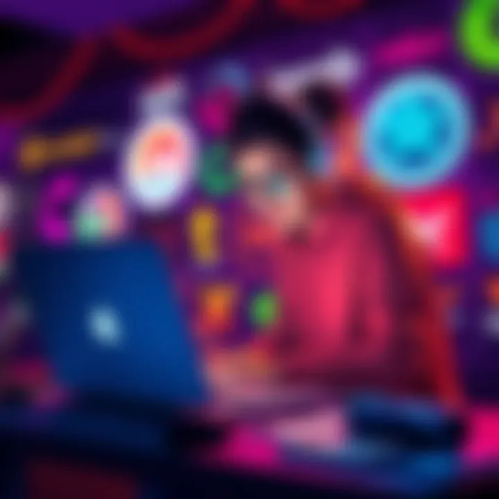 A beginner artist creating digital art on a laptop with NFT market logos in the background