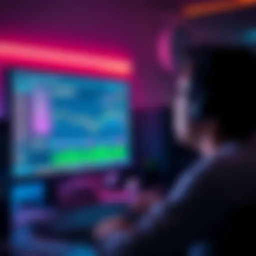 A concerned person looking at a computer screen displaying a cryptocurrency trading platform, showing a lost balance in their account.