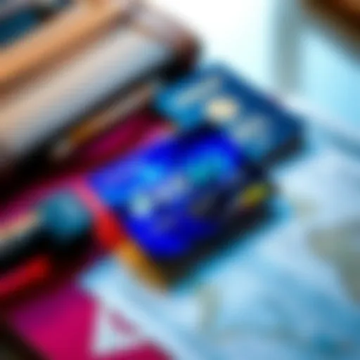 A Nexo card placed on a travel document with a suitcase and passport in the background