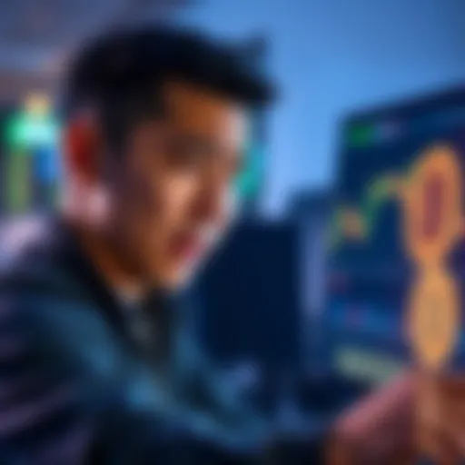 A person looking worried while comparing Nexo token value with Bitcoin on a screen