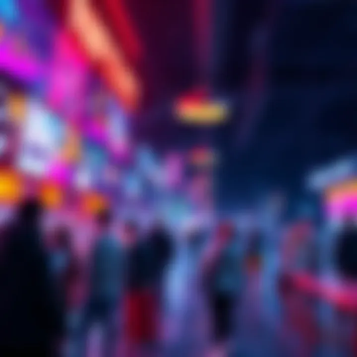 A visual representation of popular NFT trading platforms, showcasing vibrant art and active people engaging in transactions.