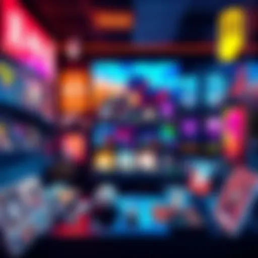 A colorful digital art display showcasing various NFTs available for sale, highlighting creative designs and art styles.