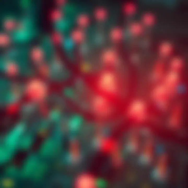 A graphic showing various Pi nodes connected to a network, with highlighted nodes indicating visibility issues on Piscan.