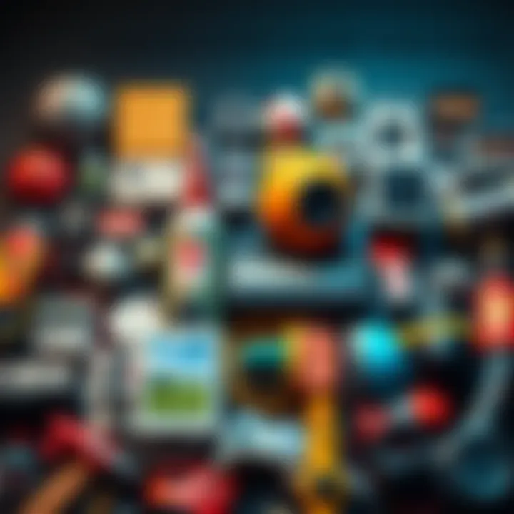 A collage showing popular items from the past, including vintage toys, classic video games, and retro fashion, symbolizing the resurgence of cultural trends in 2025.