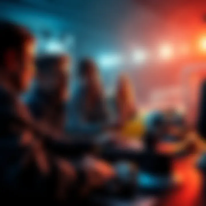 A group of people excitedly discussing OneFootball token betting on a forum, with soccer imagery in the background.
