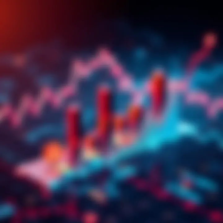 A visual representation of PancakeSwap achieving a record in trading volumes, showing a graph with rising bars and cryptocurrency symbols