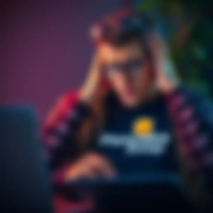 Investor looking worried with a laptop showing the PancakeSwap logo as funds disappear from their account