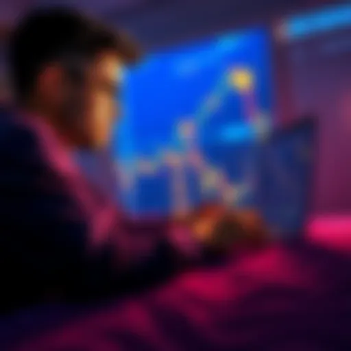 A parent looking at a laptop screen with Bitcoin charts while imagining spending time with their kids