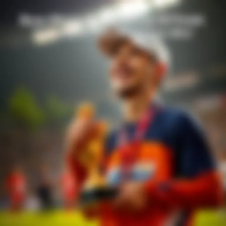 A participant smiles and holds a trophy while reflecting on their performance, despite being busy