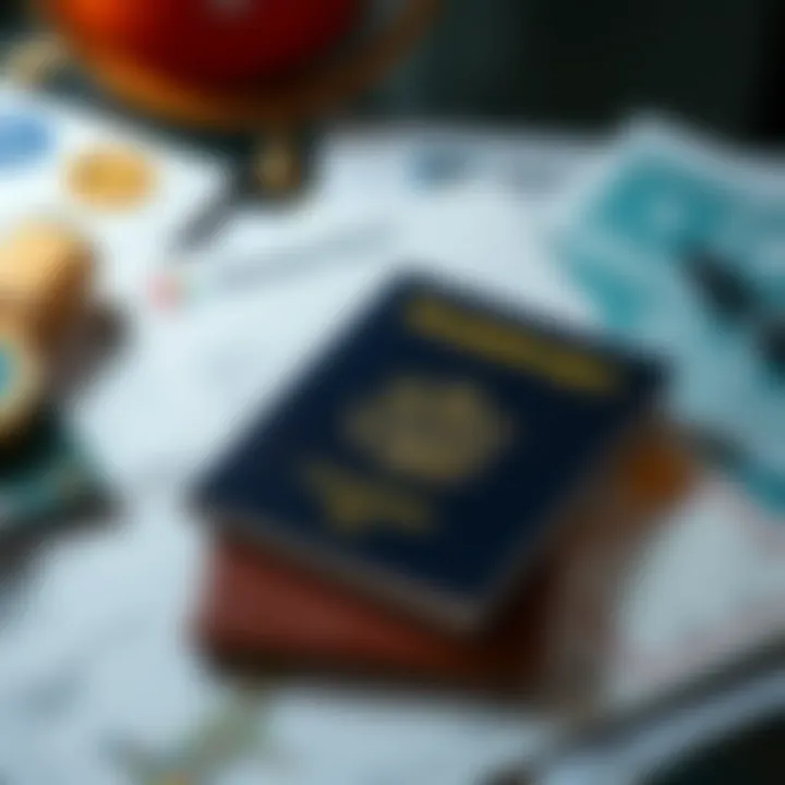 A passport alongside various KYC verification documents on a table, symbolizing the importance of identification for transactions.