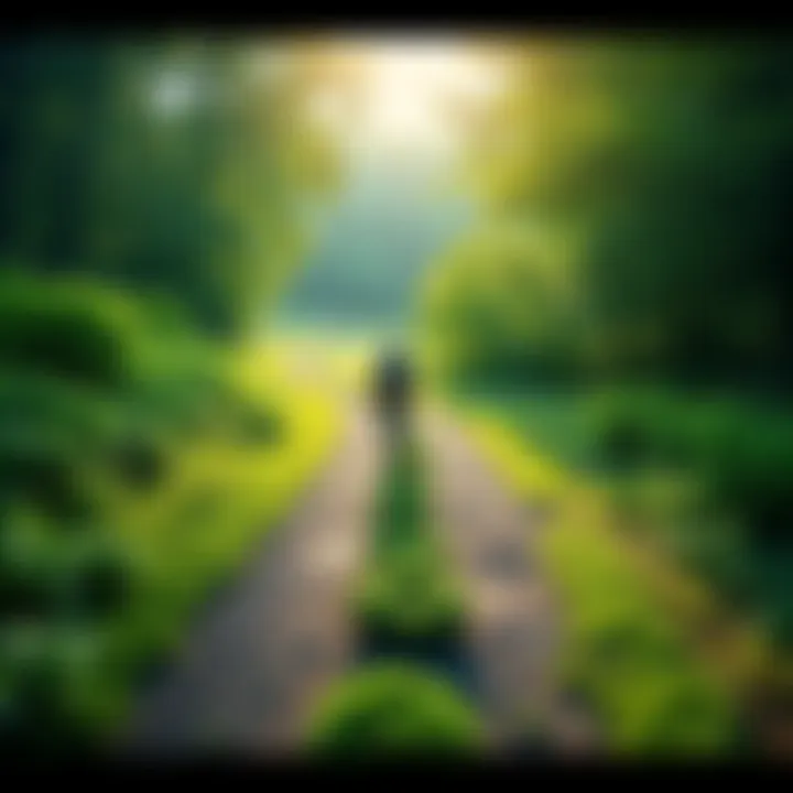 A person walking on a path surrounded by greenery, symbolizing personal growth and resilience on the journey to success.