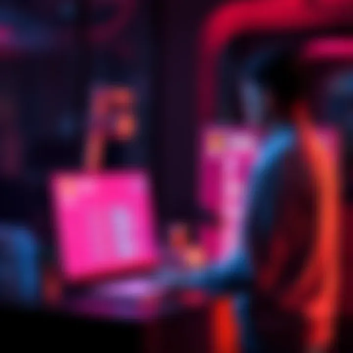 Individual standing in front of a computer, analyzing payment accounts to avoid bans