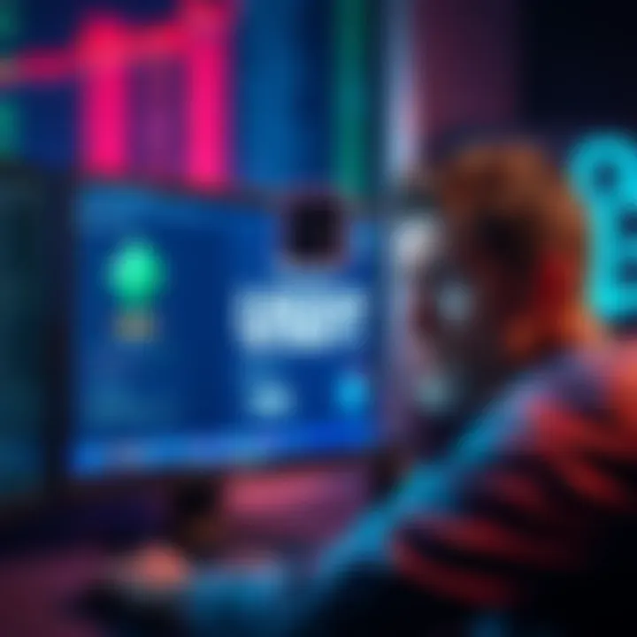 A computer screen shows a cryptocurrency wallet with a pending USDT transaction. The user appears confused while looking at the screen.