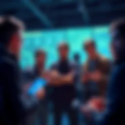 A group of people discussing and comparing the features of Coinbase, Strike, and River on their devices
