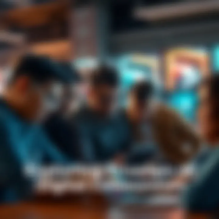 A group of people expressing frustration over their devices while interacting in a digital community