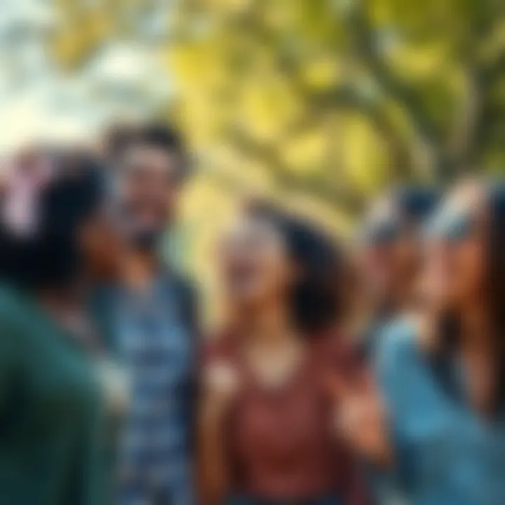 A group of diverse people laughing and sharing a moment of joy in a sunny park