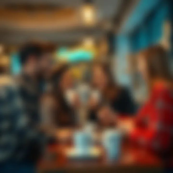 A group of friends chatting and laughing over coffee, showcasing everyday connections and shared experiences.