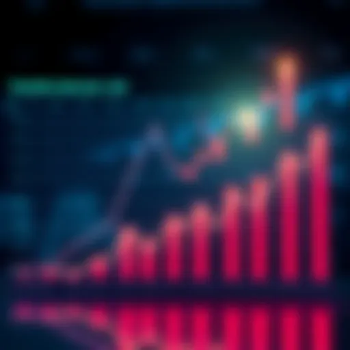A digital graphic showing a chart with upward trends representing trading volume surpassing one trillion dollars in decentralized finance.
